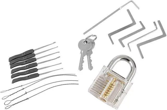 Alt view image 2 of 6 - Locksmith Tools Kit 3 In 1 Set Transparent Lock 5pcs Locksmith Wrench Tools 10pcs Locksmith Broken Key Extractor Tools 2 keys