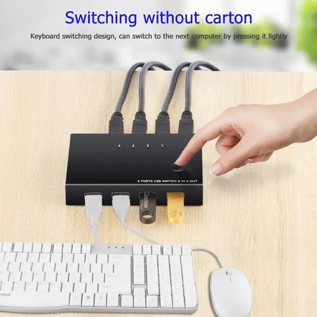 Alt view image 4 of 7 - KVM  Switch USB Switch Hub 4K  Switcher Box 2 In 1 Switcher For Laptop HDTV Printer USB KVM  Switch