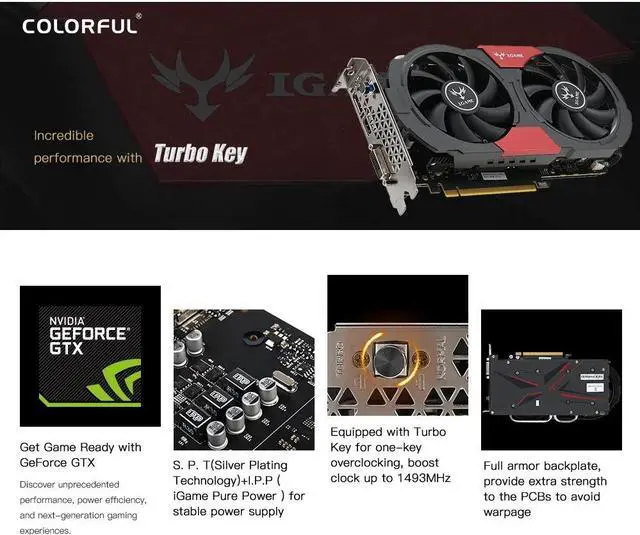 Alt view image 2 of 5 - GTX 1050Ti Graphics Card GeForce iGame Gaming Video Cards 4GB GDDR5 128bit PCI-E X16 3.0 GTX1050Ti Video Cards