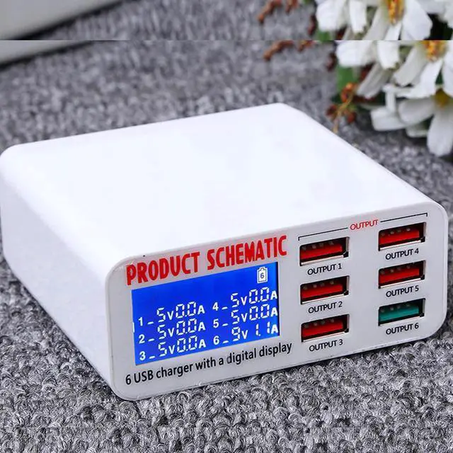 Main image of USB Charger Portable Multi USB Port Rapid Charger 6 Port USB Socket Fast Charger with LCD Display for Smart Mobile Phone