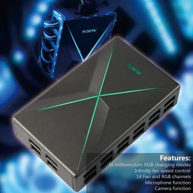 Alt view image 3 of 5 - Fan Controller Bluetooth PC Cooling Fan Speed and RGB Control by Smart Phone APP 14 Channels Cooling System