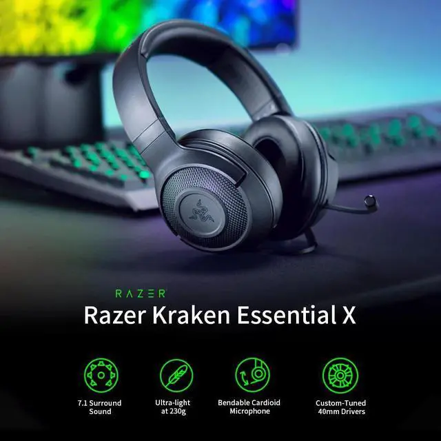 Alt view image 2 of 5 - Kraken Essential X Gaming Headset Earphone Headphone 7.1 Surround Sound Ultra-Light Bendable Cardioid Microphone