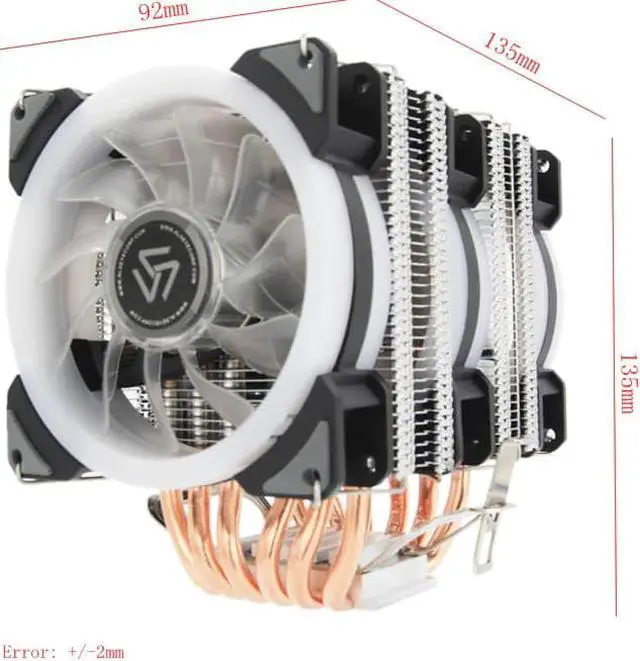 Alt view image 3 of 5 - ST-90 CPU Cooler 6 Heat pipes with RGB Fan 4pin PWM 90mm CPU Fan for Computer LGA775/115x/1366  AM2/AM3/AM4