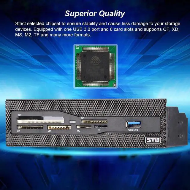 Alt view image 2 of 5 - STW 5.25" Internal Card Reader Media Multi-Function Dashboard PC Front Panel USB 3.0 Support CF XD MS M2 TF