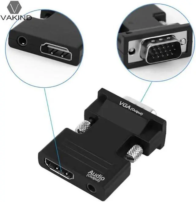 Alt view image 4 of 5 - Female to VGA Male Adapter w/Audio Cable Support 1080P Signal Output for Notebook