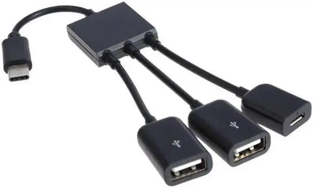 Alt view image 3 of 5 - 2 X USB-A/F + Micro USB Female to USB3.1 Type-C Male Extender Cable OTG  Adapter Hub  for Smart Phone For windows/Mac OS/Linux