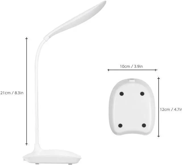 Alt view image 4 of 5 - White LED Desk Lamp USB Rechargeable Dimmable Eye-Caring Desk Lamp Touch Control Table Light with 360° Rotatable Head