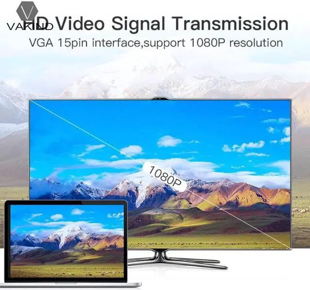 Alt view image 2 of 5 - Female to VGA Male Adapter w/Audio Cable Support 1080P Signal Output for Notebook
