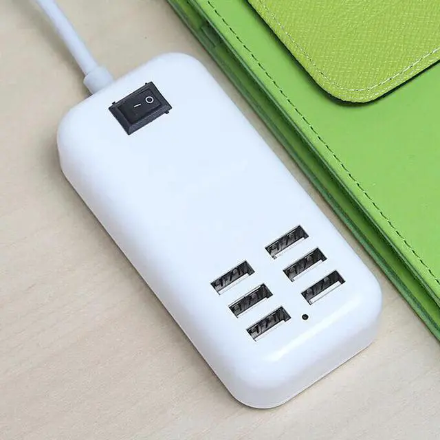 Alt view image 2 of 5 - Phone Charger 20W USB Power Adapter 6-Ports USB Charging Station Socket with 1.5M Cable EU Plug for SmartPhone Tablet ECT