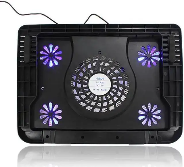 Alt view image 3 of 5 - Laptop Cooler 2 USB Ports And 5 Cooling Fans LED USB Laptop Cooling Pad Notebook Stand for Laptop PC 7-17inch