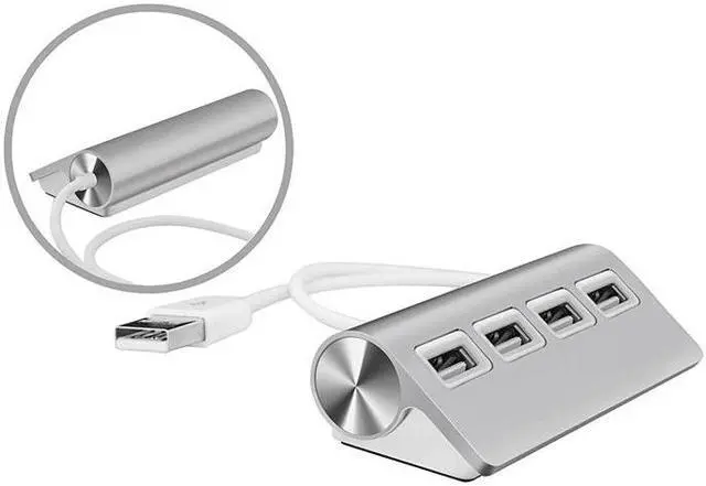 Alt view image 2 of 5 - HUB, Premium 4 Port Aluminum Hub with 11 inch Shielded Cable for iMac, s, PCs and Laptops