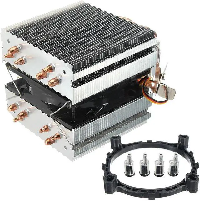Alt view image 2 of 5 - 12V 3Pin Cooler Cooling Fan Heat Sink for Intel LAG 1155 1156 for AMD Socket AM3/AM2 LED Blue Light CPU Fan 6xHeat Pipe Computer