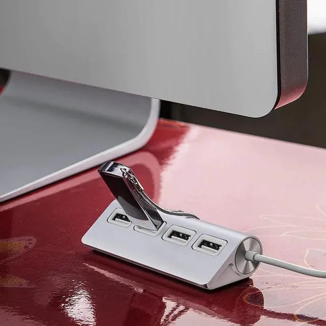 Alt view image 4 of 5 - HUB, Premium 4 Port Aluminum Hub with 11 inch Shielded Cable for iMac, s, PCs and Laptops