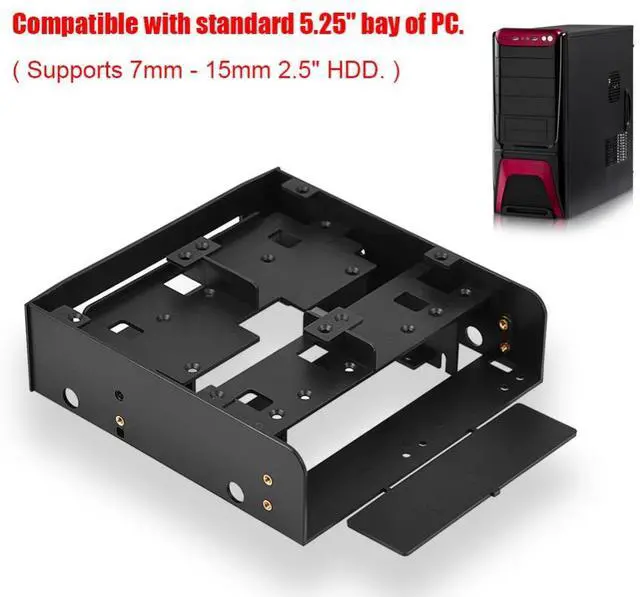 Alt view image 6 of 6 - OImaster 2.5" / 3.5" HDD / SSD to 5.25" Floppy-Drive Bay Computer Mounting Bracket Adapter