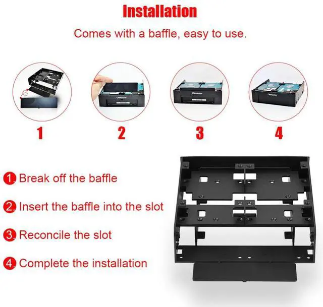 Alt view image 5 of 6 - OImaster 2.5" / 3.5" HDD / SSD to 5.25" Floppy-Drive Bay Computer Mounting Bracket Adapter