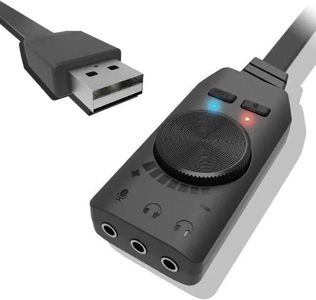 Alt view image 4 of 5 - Black Virtual 7.1 Channel Sound Card Converter Adapter External USB Audio 3.5mm Headset Stereo For PC Desktop Notebook