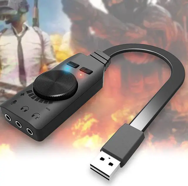 Alt view image 2 of 5 - Black Virtual 7.1 Channel Sound Card Converter Adapter External USB Audio 3.5mm Headset Stereo For PC Desktop Notebook