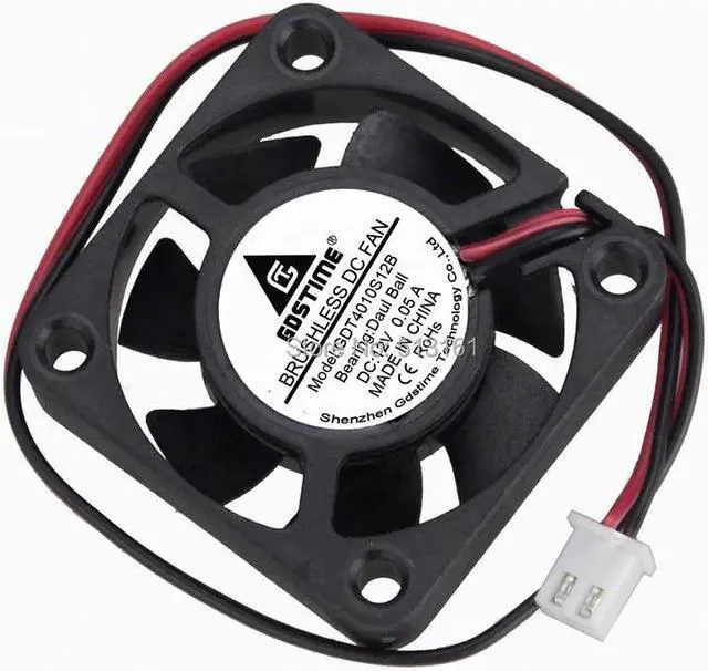 Alt view image 2 of 5 - 2 pcs/lot  Ball Bearing 40mm 4cm 40x40x10mm 2Pin 12V DC Brushless Cooling Cooler Fan