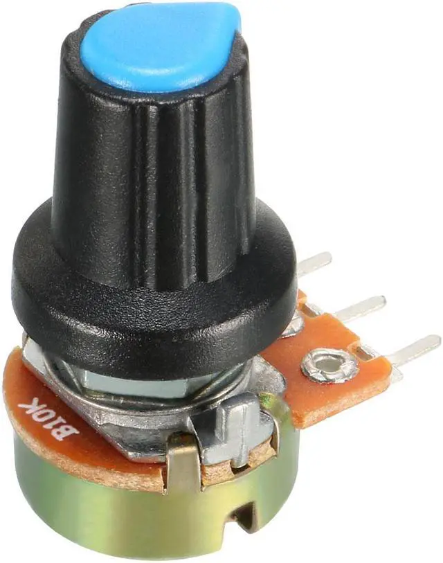 Alt view image 3 of 4 - 12Pcs 10K Ohm Variable Resistors Single Turn Rotary Carbon Film Taper Potentiometer with Knobs