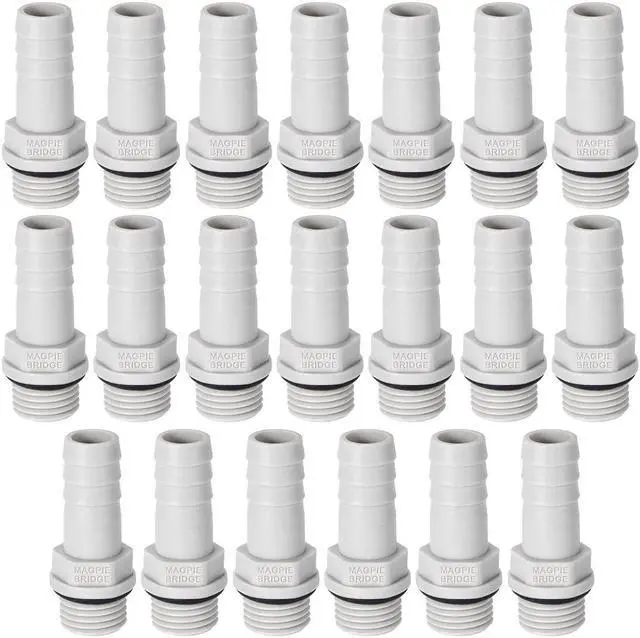 Main image of PVC Barb Hose Fitting Connector Adapter 10mm or 25/64" Barbed x 1/4" G Male Pipe 20pcs