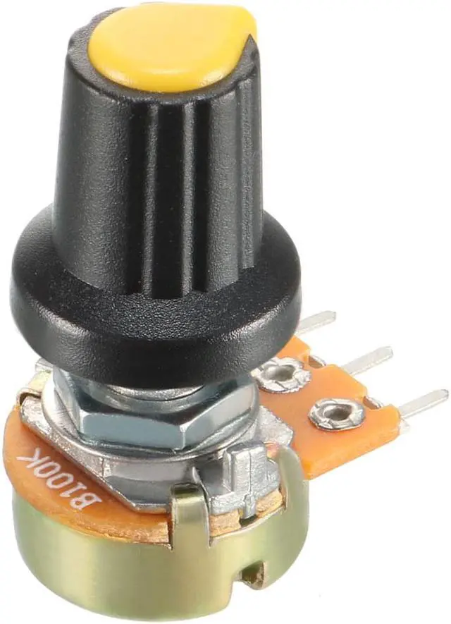 Alt view image 3 of 4 - 12Pcs 100K Ohm Variable Resistors Single Turn Rotary Carbon Film Taper Potentiometer with Knobs