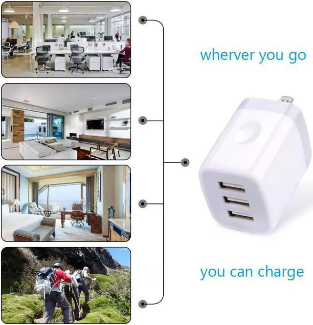 Alt view image 6 of 7 - USB Wall Charger, Hootek 2Pack Wall Plug 3-Port USB Charging Station 3.1A Power Adapter Multi Port Quick Charger Block Cube for iPhone 16 15 14 13 12 11 Pro XS MAX 8 Plus, iPad, Samsung Galaxy S24 S23