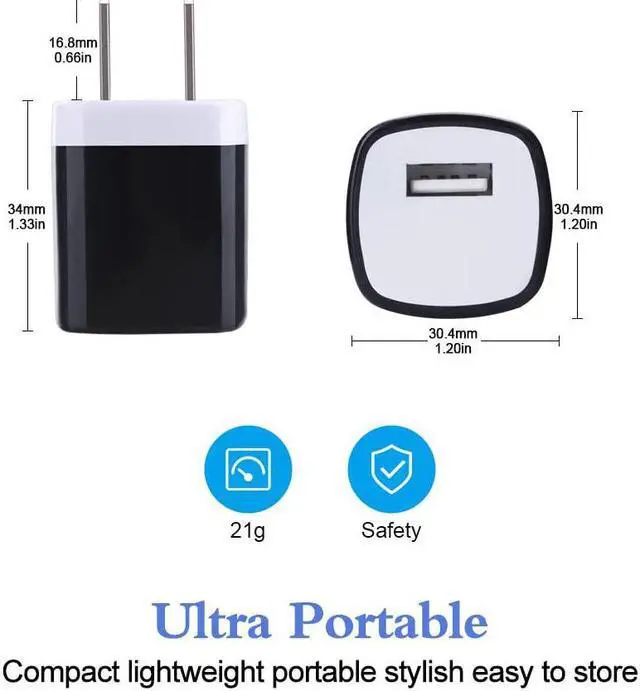 Alt view image 2 of 7 - USB Wall Charger Charger Adapter HOOTEK 10 Pack 1A/5V Single Port USB Plug Quick Charger Block Charging Cube Compatible iPhone 12 Pro Max/11/XS/XR/X/8 Plus/SE Samsung Galaxy LG HTC Moto Android