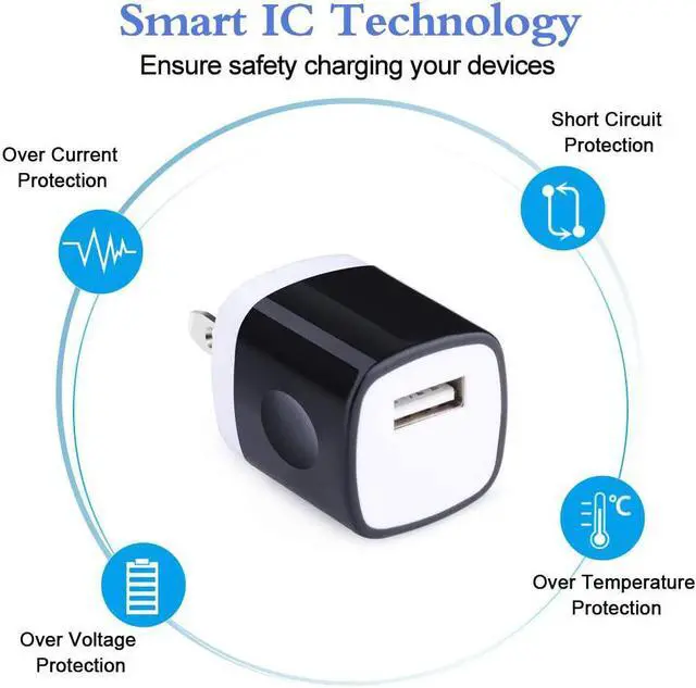 Alt view image 4 of 7 - USB Wall Charger Charger Adapter HOOTEK 10 Pack 1A/5V Single Port USB Plug Quick Charger Block Charging Cube Compatible iPhone 12 Pro Max/11/XS/XR/X/8 Plus/SE Samsung Galaxy LG HTC Moto Android