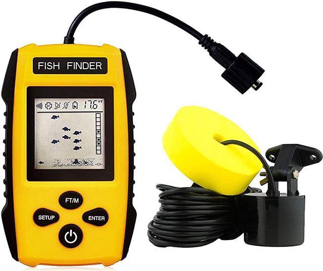 RICANK Portable Fish Finder, Contour Readout Handheld Fishfinder Depth  readout 3ft(1m) to 328ft (100m) with Sonar Sensor Transducer and LCD  Display 5 Modes Sensitivity Options Fish Depth Finder Yellow 