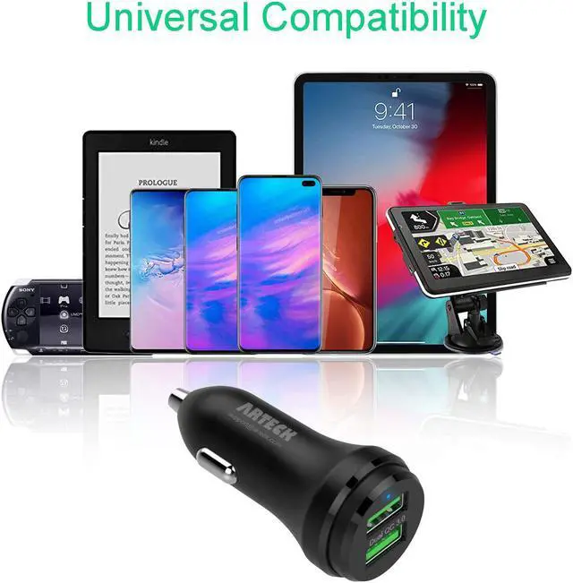 Alt view image 4 of 7 - Car Charger, Arteck 40W 2 Quick Charge 3.0 USB Port Adapter with Dual QC 3.0, Compatible iPhone 15, 15 Pro, iPhone 14, 14 Pro, 13 Pro Max, 13 Mini, 12, 12 Pro, 11, iPad, Samsung Galaxy Note and More