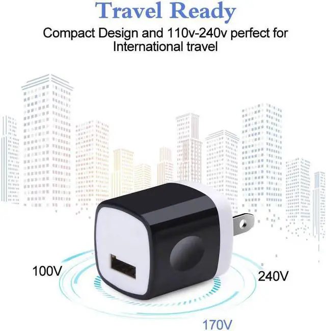 Alt view image 3 of 7 - USB Wall Charger Charger Adapter HOOTEK 10 Pack 1A/5V Single Port USB Plug Quick Charger Block Charging Cube Compatible iPhone 12 Pro Max/11/XS/XR/X/8 Plus/SE Samsung Galaxy LG HTC Moto Android