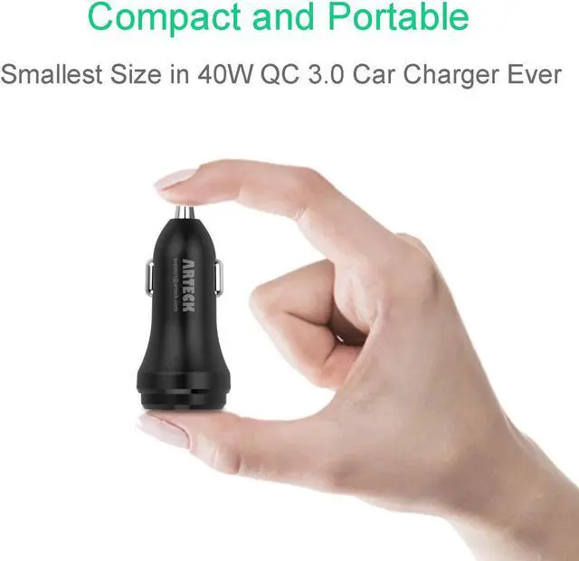 Alt view image 5 of 7 - Car Charger, Arteck 40W 2 Quick Charge 3.0 USB Port Adapter with Dual QC 3.0, Compatible iPhone 15, 15 Pro, iPhone 14, 14 Pro, 13 Pro Max, 13 Mini, 12, 12 Pro, 11, iPad, Samsung Galaxy Note and More
