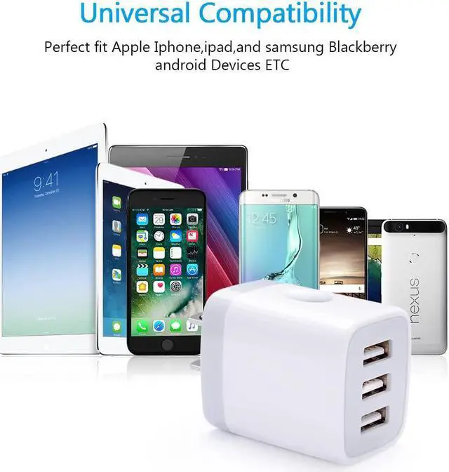 Alt view image 5 of 7 - USB Wall Charger, Hootek 2Pack Wall Plug 3-Port USB Charging Station 3.1A Power Adapter Multi Port Quick Charger Block Cube for iPhone 16 15 14 13 12 11 Pro XS MAX 8 Plus, iPad, Samsung Galaxy S24 S23