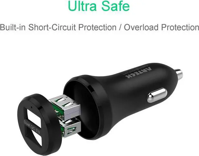 Alt view image 6 of 7 - Car Charger, Arteck 40W 2 Quick Charge 3.0 USB Port Adapter with Dual QC 3.0, Compatible iPhone 15, 15 Pro, iPhone 14, 14 Pro, 13 Pro Max, 13 Mini, 12, 12 Pro, 11, iPad, Samsung Galaxy Note and More