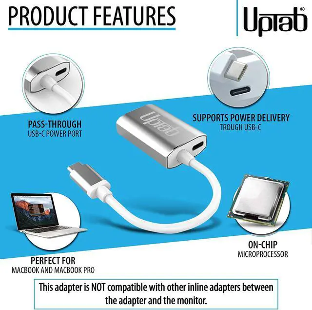 Alt view image 2 of 7 - USB C to Mini DisplayPort Adapter UPTab 4K@60Hz USB-C Thunderbolt 3 to MDP Adapter with Power Port for New M4 MacBook Pro/Air iPad Pro Mac Mini M4 iMac and More (Silver)