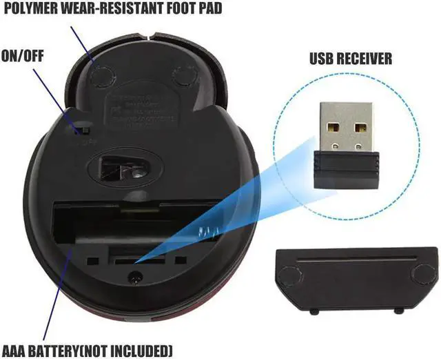 Alt view image 4 of 7 - elec Space Mini Small Wireless Mouse for Kids, Cute Animal Ladybug Shape 3000DPI Portable Mobile Optical Mouse with USB Receiver Cordless Mouse for PC Mac Laptop Computer Notebook (Red)