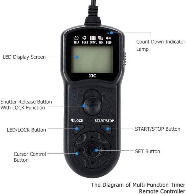 Alt view image 2 of 7 - JJC Timer Remote Control Shutter Release for Nikon D850 D810 D810A D800 D800E D700 D500 D300s D300 D200 D100 D5 D4s D4 D3x D3s D3 D2Xs D2x D2H D1x D1h D1 F100 F90 F5 F6 as Nikon MC-36 MC-30 MC-30A