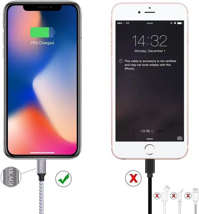 Alt view image 6 of 7 - TAKAGI iPhone Charger Lightning Cable 3Pack 6FT Nylon Braided Fast Charging High Speed Data Sync Transfer Cord Phone Power Connector Compatible with iPhone 11 Pro Max XS XR X 8 7 Plus 6S 6 5S iPad
