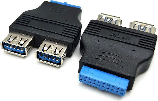 Alt view image 2 of 4 - Duttek 2 Pack Dual USB 3.0 Female to USB3.0 Motherboard Female 20 Pin Header Connector Extension Adapter Splitter for PC Motherboard Mainboard (USB3.0 Connector 20 PIN)