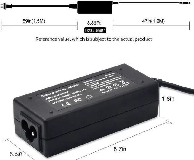 Alt view image 4 of 7 - 45W 19.5V 2.31A AC Adapter Laptop Charger for Dell Inspiron 11 13 14 17 15 3000 5000 7000 Series Inspiron 3147 3168 5378 7348 7352 7353 7378 3558 3567 5555 5559 7558 5755 5759 Power Supply Cord