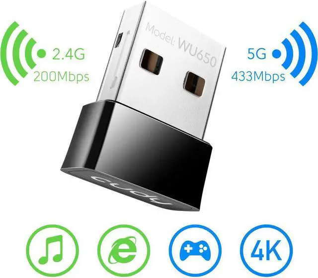 Alt view image 2 of 7 - AC 650Mbps USB WiFi Adapter for PC 5GHz/2.4GHz Wireless Dongle WiFi USB Wireless Adapter for Laptop - Nano Size Compatible with Windows XP / 7/8.x /10/11 Mac OS