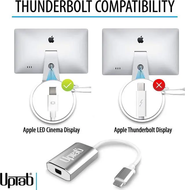 Alt view image 3 of 7 - USB C to Mini DisplayPort Adapter UPTab 4K@60Hz USB-C Thunderbolt 3 to MDP Adapter with Power Port for New M4 MacBook Pro/Air iPad Pro Mac Mini M4 iMac and More (Silver)