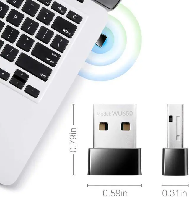 Alt view image 3 of 7 - Cudy AC 650Mbps USB WiFi Adapter for PC, 5GHz/2.4GHz Wireless Dongle, WiFi Wireless Adapter for Laptop - Nano Size, Compatible with Windows XP / 7/8.x /10/11, Mac OS