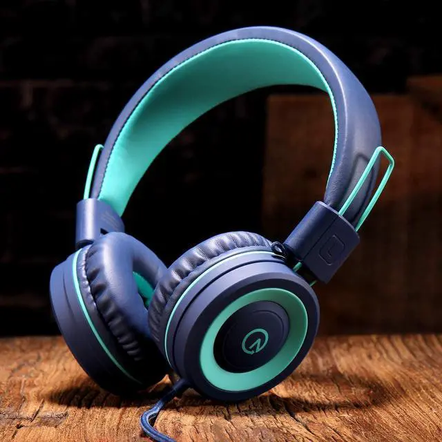 Alt view image 5 of 7 - noot products K11 Kids Headphones Wired 3.5mm Jack Tangle-Free Navy/Teal | 5ft Long Cord, Foldable, Plug in On-Ear Headset for iPad, Kindle Fire, Boys, Girls, School, Laptop Travel Plane Tablet