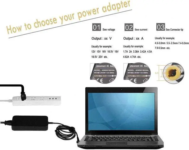Alt view image 6 of 6 - 45W Laptop Charger Adapter for Asus UX330 UX330U UX360 UX360C UX305 Q504U Q504UA Q302 Q302L Q302LA Q302U S200E X201E X202E X541NA Notebook Power Supply Cord