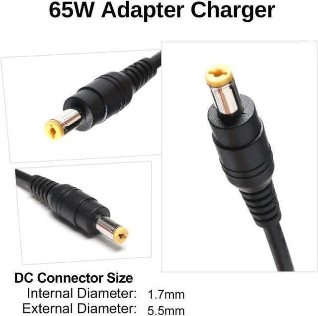 Alt view image 2 of 7 - 19V 3.42A 65W AC Adapter Laptop Charger for Acer-Aspire E15 E5 N15Q1 ES1 E1 ES1-S12 E1-571 E1-510P E1-521 E3-111 E5-511P E5-521 5733 5517 5349 5750 5742 PA-1650-86 5742 5750 Power Supply Cord