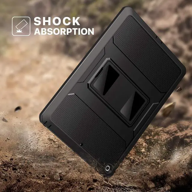 Alt view image 4 of 7 - MoKo for iPad 10.2 Inch Case iPad 9th Generation 2021/ iPad 8th Generation 2020/ iPad 7th Generation 2019, [Heavy Duty] Shockproof Full Body Protective Cover with Built-in Screen Protector, Black