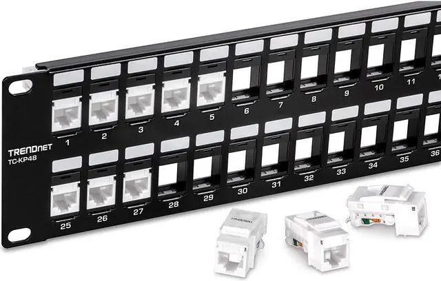 Alt view image 4 of 6 - TRENDnet 48-Port Blank Keystone 2U HD Patch Panel, TC-KP48, Cat5, CAT5E, Cat6, CAT6A, 2U 19 Rackmount Ready, HD Keystone Network Patch Panel, Recommended w/TC-K25C6 & TC-K50C6 Cat6 Keystone Jacks
