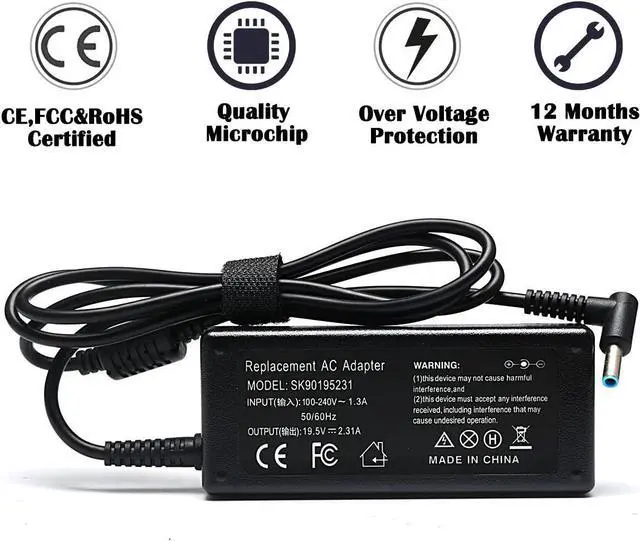 Alt view image 7 of 7 - 45W AC Adapter Laptop Charger Compatible for HP Notebook 15 Charger 15-ay041wm 15-ay011nr 15-ay196nr 15-ay191ms 15-ay195nr 15-ac121dx 15-af131dx 15-af113cl 15-af123cl Notebook PC Power Supply Cord