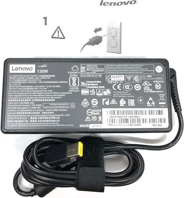 Alt view image 7 of 7 - Lenovo 20V 6.7A 135W Slim Tip AC Adapter for Lenovo ideapad Z710 Ideapad Y50-70 Thinkpad t440p t450p t460p t530 t540 t540p t560 w510 ADL135NDC3A